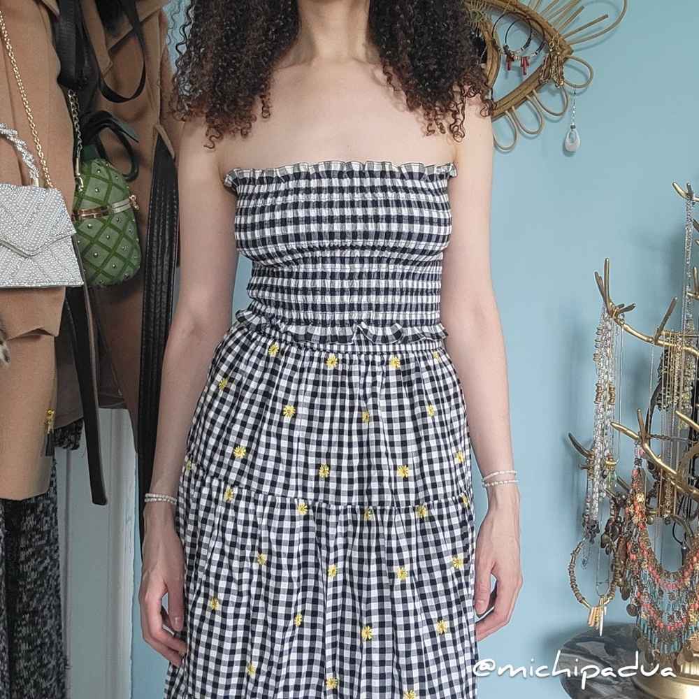 Black and White Gingham Tube Top
